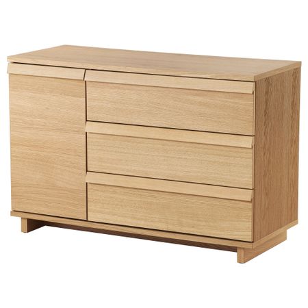 Комод с 3 ящиками, 1 дверцей ОППЛАНД, дубовый шпон (120x80 см)