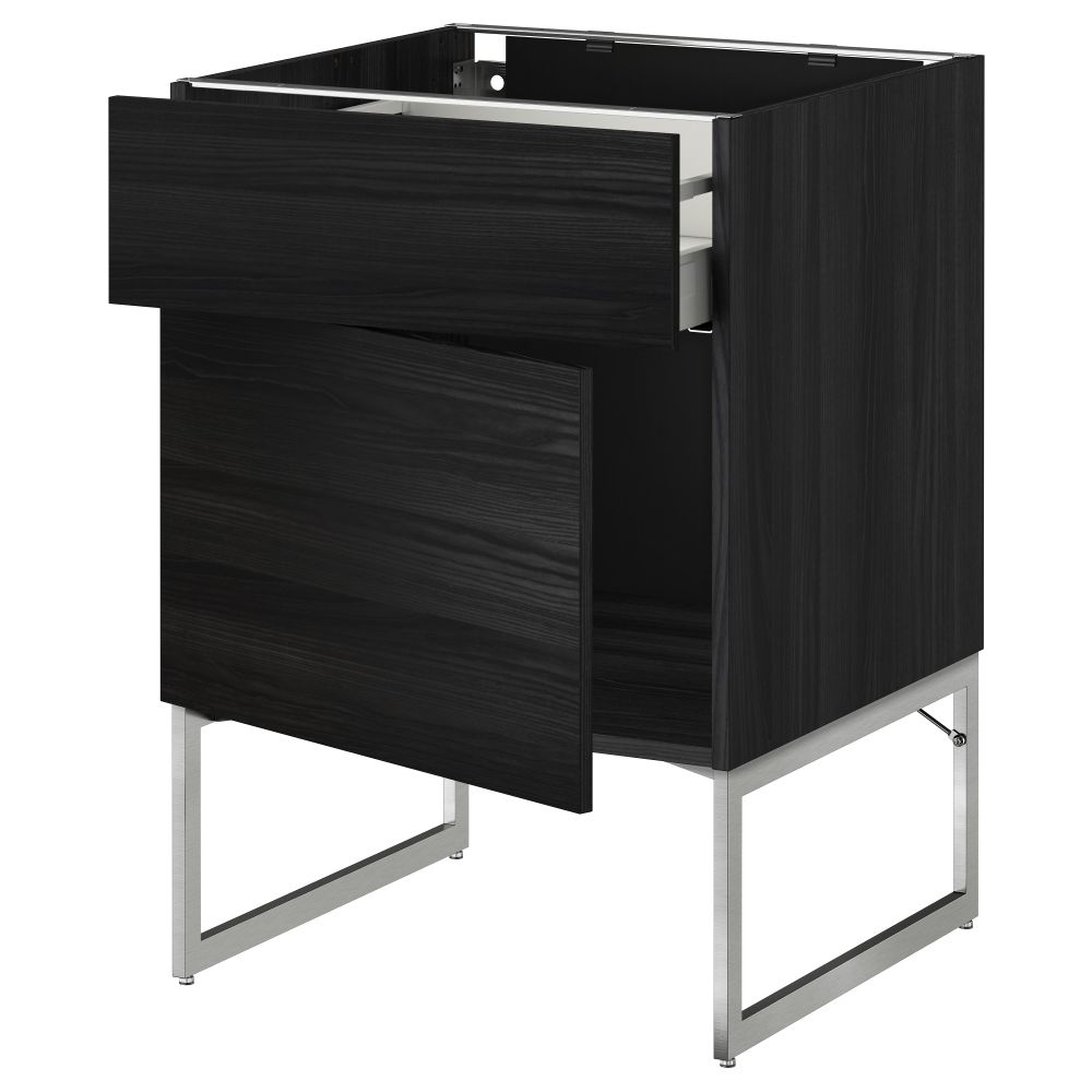 Напольный шкаф с ящиком, дверью МЕТОД / МАКСИМЕРА, черный, Тингсрид черный - схема-чертеж с размерами