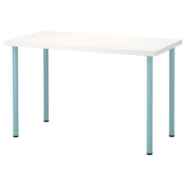 Стол ЛИННМОН / АДИЛЬС, белый, светлая бирюза (120x60 см) - фото 1