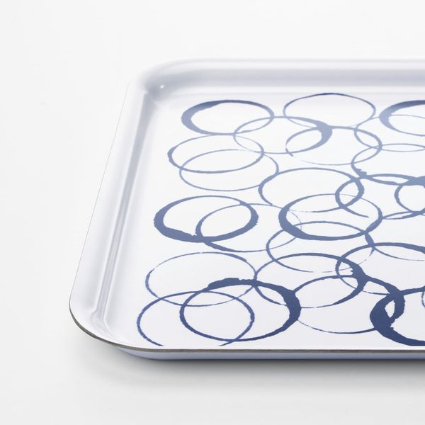 Поднос, белый, синий 33x33 см IKEA MEDLEM МЕДЛЕМ 204.250.45 - фото 2