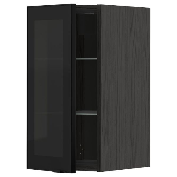 Навесной шкаф с полками, стекляными дв, черный/Ютис дымчатое стекло 30x60 см IKEA МЕТОД 793.042.92 - схема-чертеж с размерами