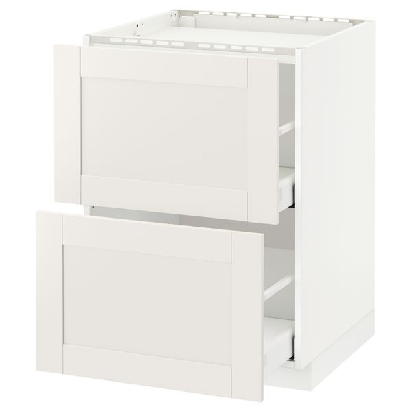 Напольный шкаф, 2 фронтальных панели, 3 ящика МЕТОД / МАКСИМЕРА, белый, Сэведаль белый - схема-чертеж с размерами