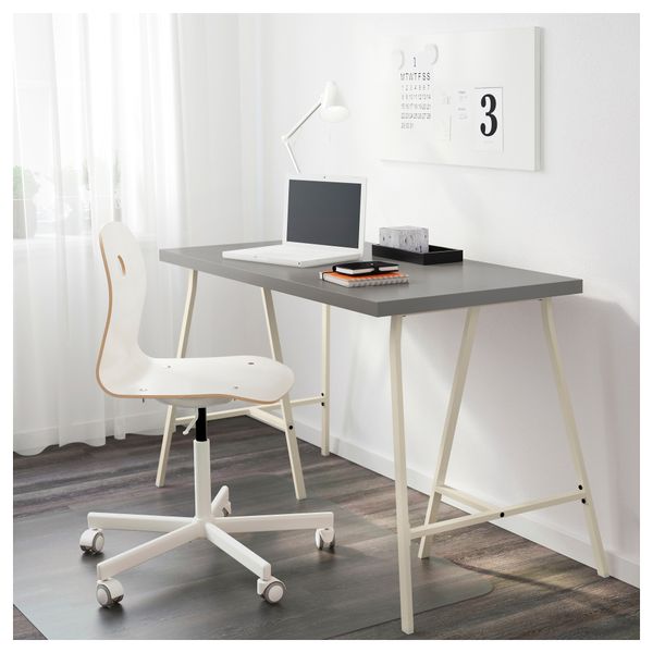 Стол ЛИННМОН / ЛЕРБЕРГ, серый, белый (120x60 см) - схема-чертеж с размерами