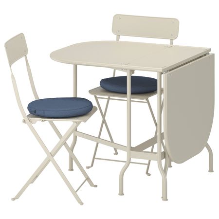 Садовый складной стол + 2 стула, бежевый/ФРЁСЁН/ДУВХОЛЬМЕН синий IKEA САЛЬТХОЛЬМЕН 292.709.06