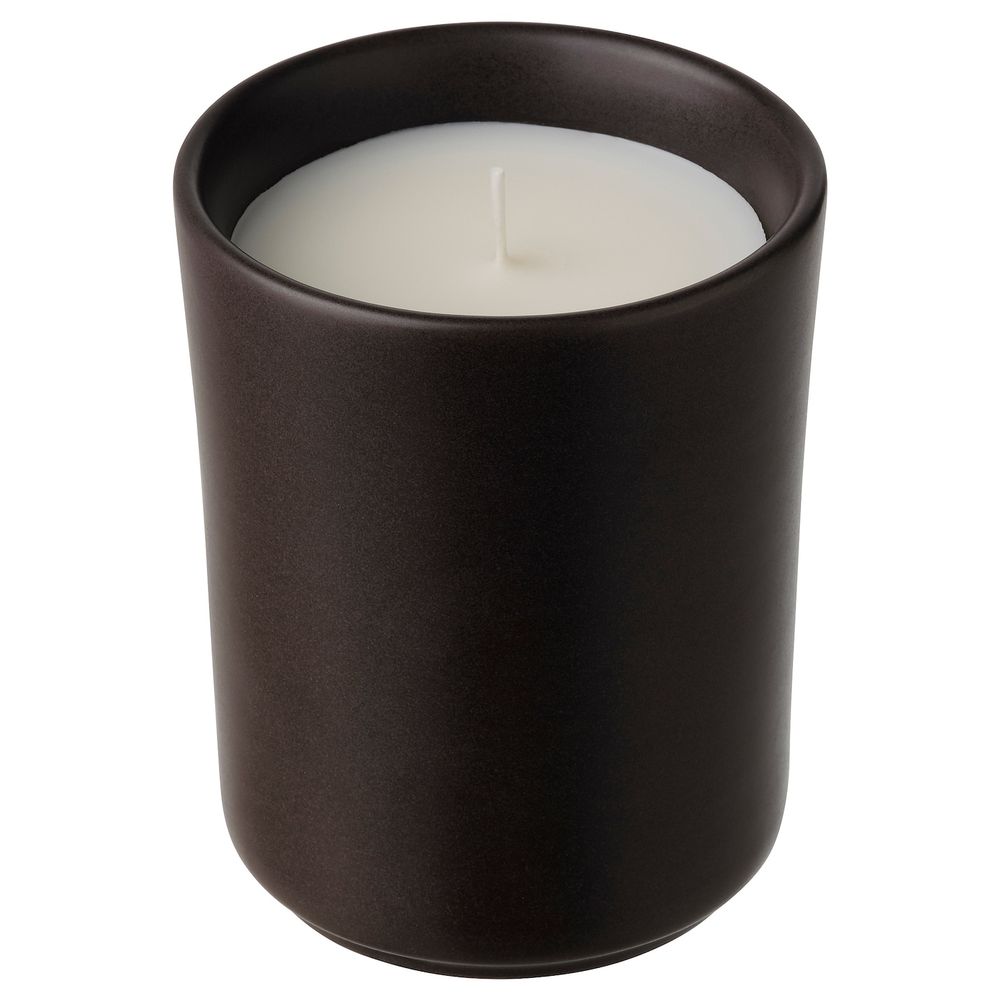 Ароматическая свеча в стакане, керамика/Костер темно-коричневый 10 см IKEA BEHJÄRTAD БЕХЭРТАД 304.979.37 - фото 1