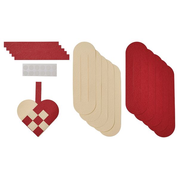 Елочное украшение, в форме сердца красный, белый IKEA VINTERFINT 105.784.87 - схема-чертеж с размерами