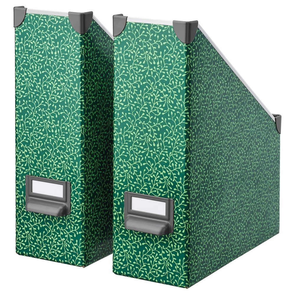 Подставка для журналов, зеленый/цветочный орнамент IKEA ФЬЕЛЛА 704.650.72 - фото 1