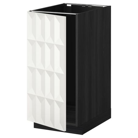 Напольный шкаф для мойки, мусорных контейнер МЕТОД, черный, Гэррестад белый (40x60 см)