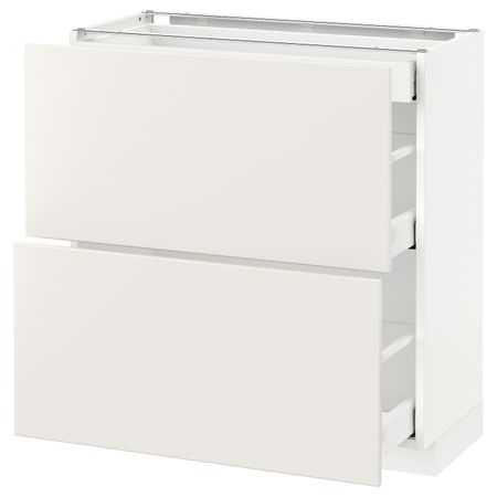Напольный шкаф/2фасада/3ящика, белый/Веддинге белый 80x37 см IKEA METOD МЕТОД / MAXIMERA МАКСИМЕРА 992.348.06