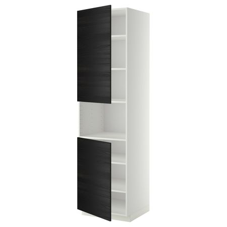 Высокий шкаф для/СВЧ, 2 дверцы/полки, белый, Тингсрид черный 60x60x220 см IKEA МЕТОД 092.333.83