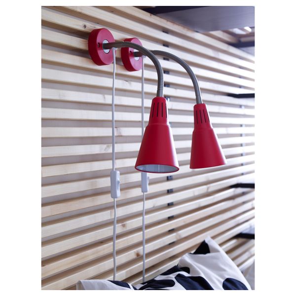 Настенный софит, лампа с зажимом КВАРТ, красный - схема-чертеж с размерами