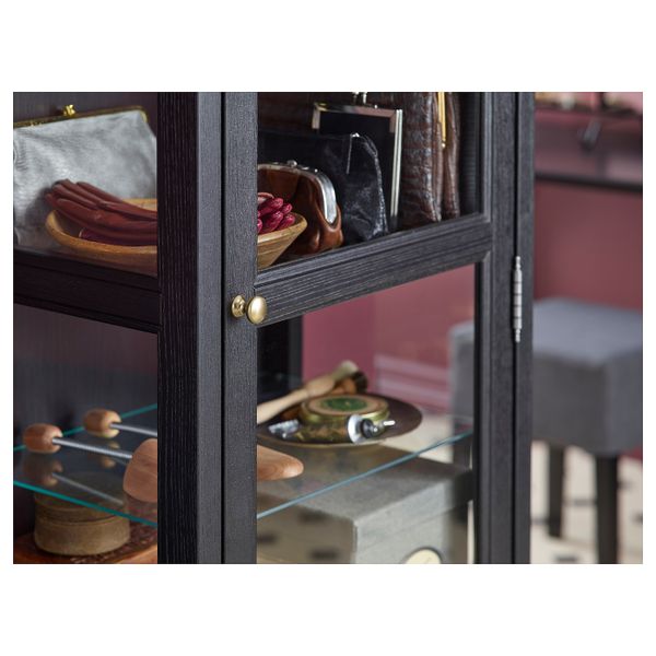 Шкаф-витрина, черная морилка 60x40x186 см IKEA MALSJÖ МАЛЬШЁ 103.833.81 - фото 6