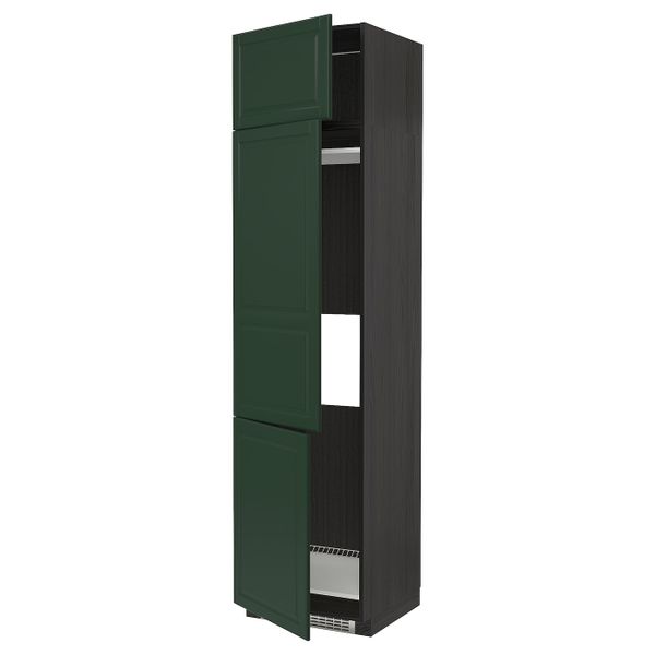 Высокий шкаф для холодильника или морозильника, с 3 дверями, черный/Будбин темно-зеленый 60x60x240 см IKEA МЕТОД 493.133.54 - схема-чертеж с размерами
