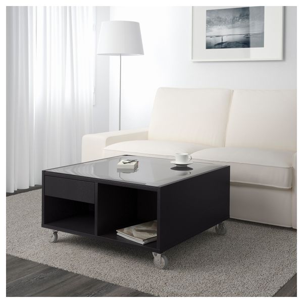 Журнальный стол БУКСЭЛЬ, черно-коричневый (79x79 см) - фото 3