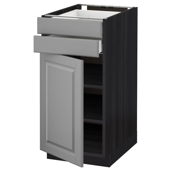 Напольный шкаф с дверцей, 2 ящиками МЕТОД / МАКСИМЕРА, черный, Будбин серый - схема-чертеж с размерами