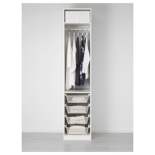 Гардероб, белый, Fardal глянцевый темно-бежевый, 50x60x236 см IKEA PAX ПАКС 691.784.11 - схема-чертеж с размерами