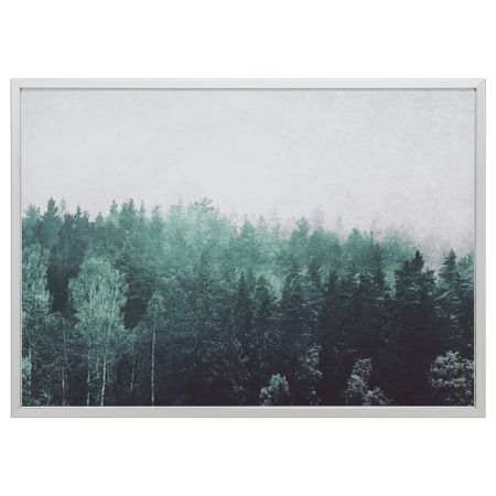 Картина с рамой БЬЁРКСТА, Кроны деревьев, цвет алюминия (140x100 см)