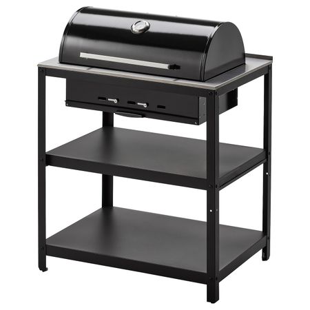 Угольный гриль, черный/нержавеющая сталь для сада 86x61 см IKEA GRILLSKÄR ГРИЛЛЬСКЭР 504.889.13