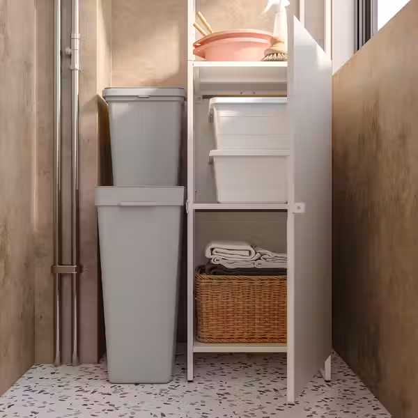 JOSTEIN Стеллаж с дверцей - д/дома/улицы/белый 41x44x180 см - фото 3