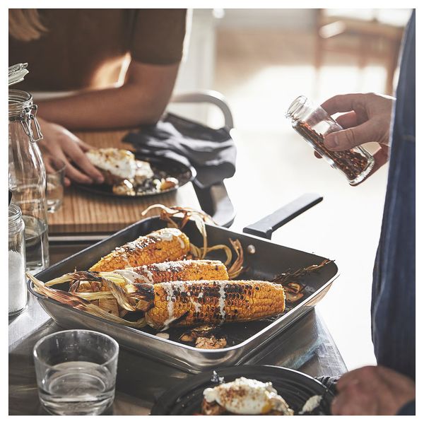 MIDDAGSMAT Сковорода для гриля - антипригарное покрытие/нержавеющ сталь 28x28 см - фото 6