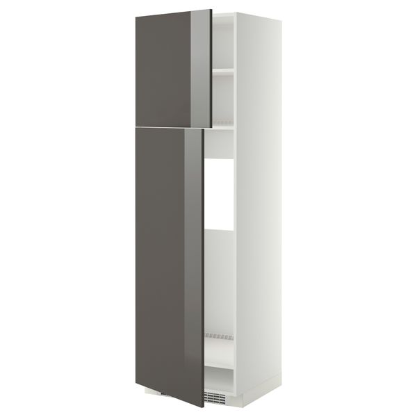 Высокий шкаф для холодильника, 2 дверцы МЕТОД, белый, Рингульт серый - схема-чертеж с размерами