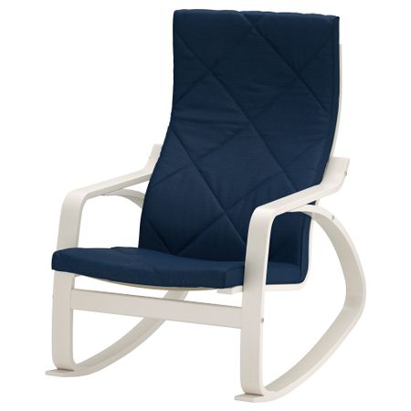 Кресло-качалка ПОЭНГ, белый, Эдум темно-синий
