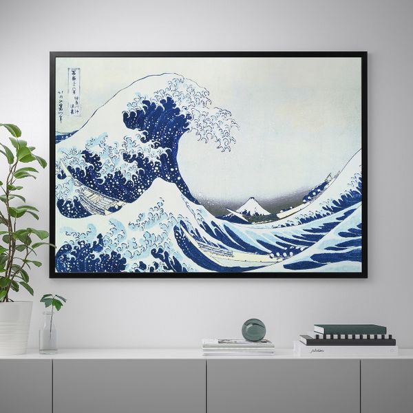 Картина с рамой, Японская волна, черный 140x100 см IKEA БЬЁРКСТА 292.978.21 - фото 2