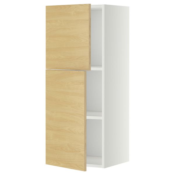 Навесной шкаф с полками, 2 дверцы МЕТОД, белый, Тингсрид береза - схема-чертеж с размерами