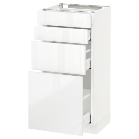 Напольный шкаф 4 фронтальных панели, 4 ящика МЕТОД / МАКСИМЕРА, белый, Рингульт белый
