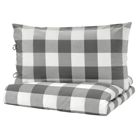 Пододеяльник и 2 наволочки ЭММИ РУТА, темно-серый, белый (200x200/50x70 см)