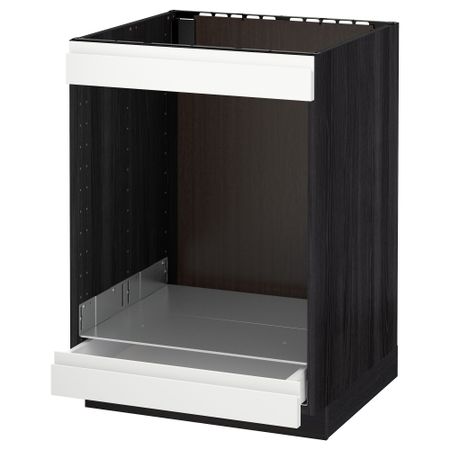 Напольный шкаф для варочной панели +духовки/ящик МЕТОД / МАКСИМЕРА, черный, Воксторп белый (60x60 см)