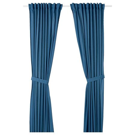 Гардины с прихватом, 2 шт., синий 145x300 см IKEA AMILDE АМИЛЬДЭ 704.279.33