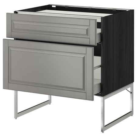 Напольный шкаф, 2 фронтальных панели, 3 ящика МЕТОД / МАКСИМЕРА, черный, Будбин серый