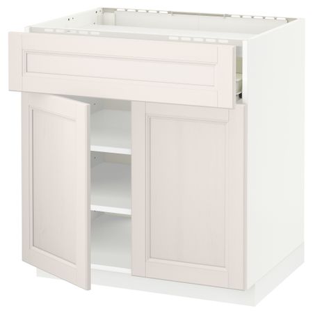 Напольный шкаф для варочной панели, ящик, полка, 2 дверцы МЕТОД / ФОРВАРА, белый, Лаксарби белый (80x60 см)