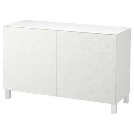 Комбинация для хранения с дверцами БЕСТО, белый, Лаксвикен белый (120x42x74 см)