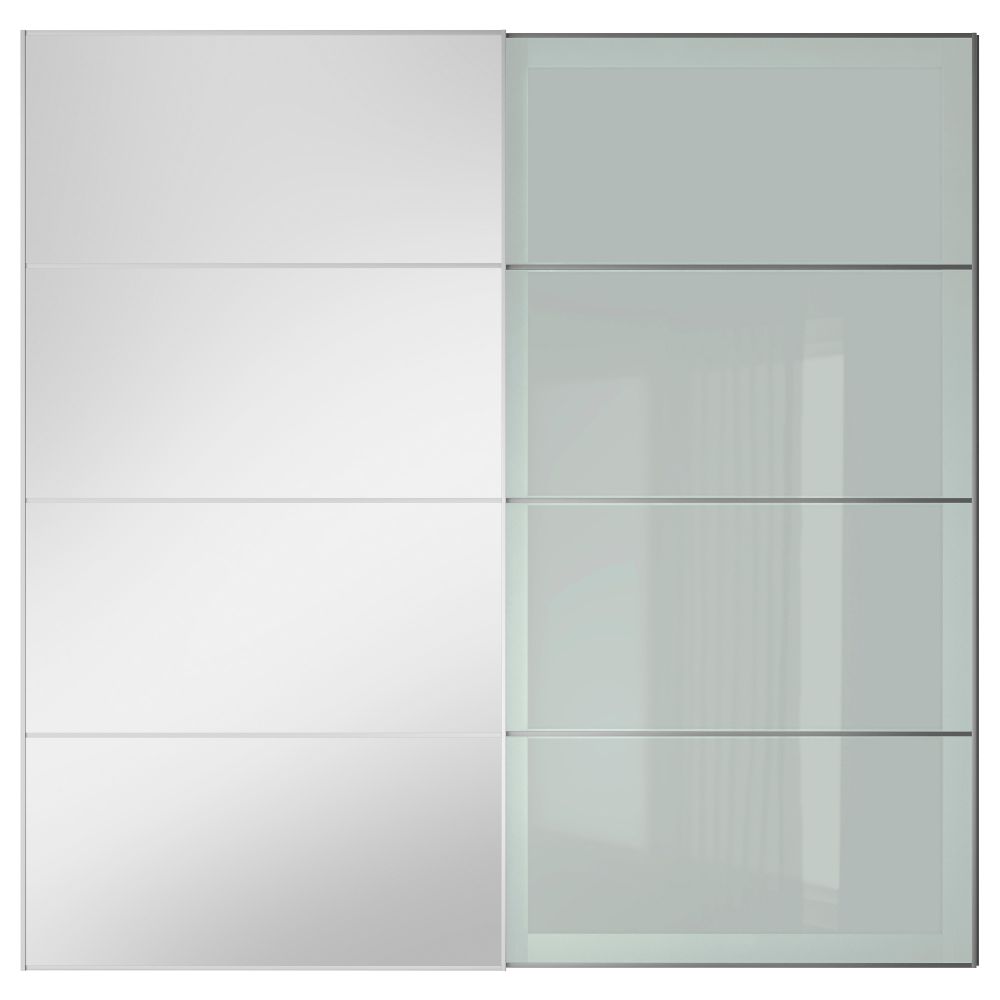 Пара раздвижных дверей АУЛИ / СЭККЕН, зеркальное стекло, матовое стекло - схема-чертеж с размерами