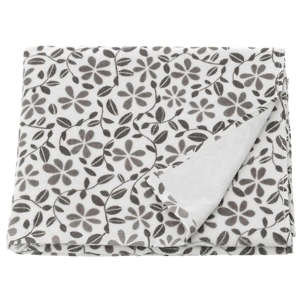 Банное полотенце, белый, серый 70x140 см IKEA JUVELBLOMMA ЮВЕЛЬБЛОММА 204.555.94 - фото 1