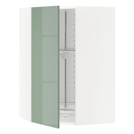 Угловой навесного шкаф с вращающейся секц, белый, Калларп светло-зеленый, 68x100 см IKEA МЕТОД 292.455.49