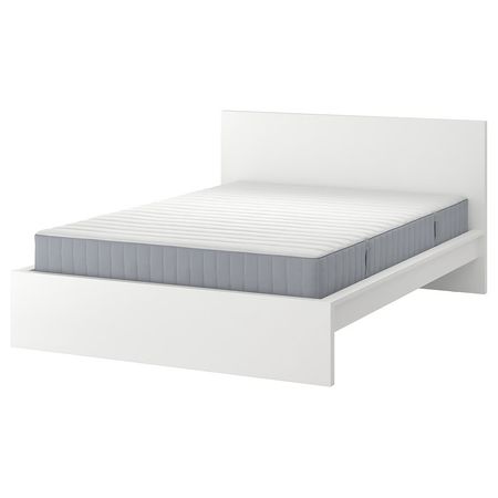 MALM Каркас кровати с матрасом - белый/Valevåg очень жесткий 160x200 см