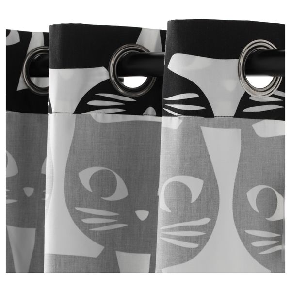 Гардины, 1 пара МАТТРАМ, белый, черный (145x300 см) - схема-чертеж с размерами