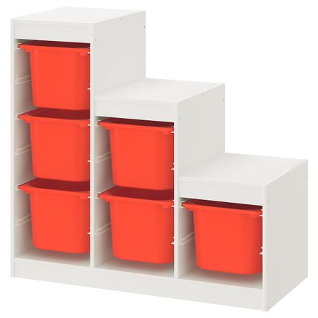 Комбинация для хранения, белый, оранжевый 99x44x94 см IKEA TROFAST ТРУФАСТ 893.355.42