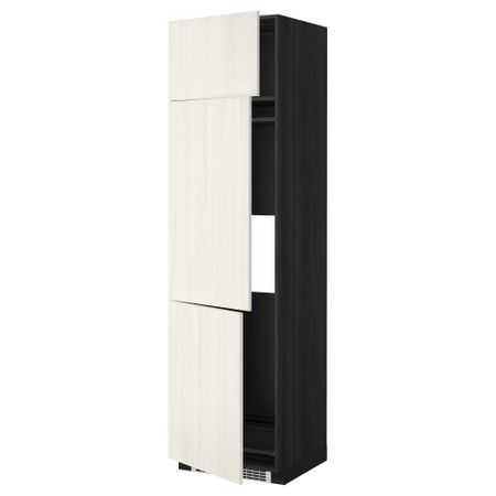 Высокий шкаф для холодильника или морозильника, с 3 дверями МЕТОД, черный, Росдаль белый