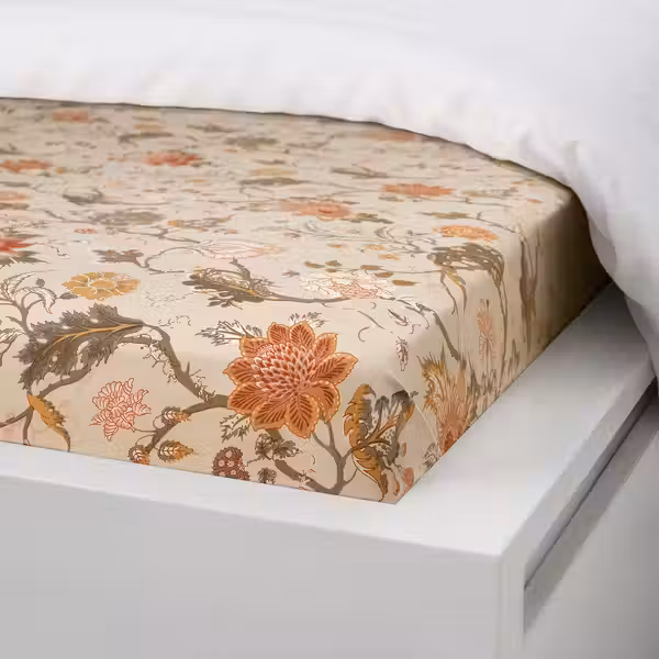 NÄSSELKLOCKA НЭССЕЛЬКЛОККА Простыня натяжная - светлый серо-бежевый 140x200 см - фото 4