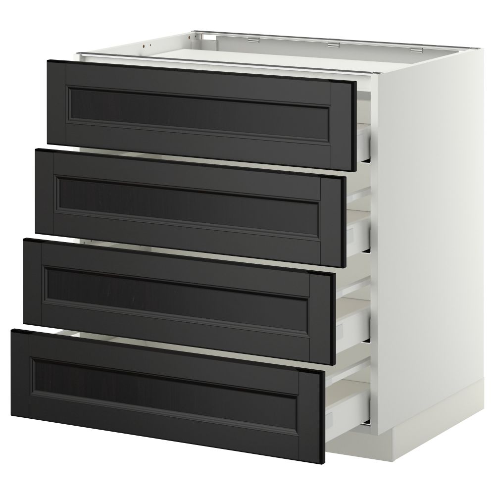 Напольный шкаф, 4 фронтальных панели, 4 ящика МЕТОД / МАКСИМЕРА, белый, Лаксарби черно-коричневый - фото 1