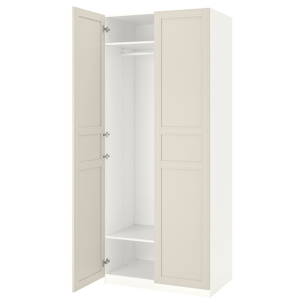 Гардероб, белый/Флисбергет светло-бежевый 100x60x236 см IKEA PAX ПАКС 792.221.16 - фото 1