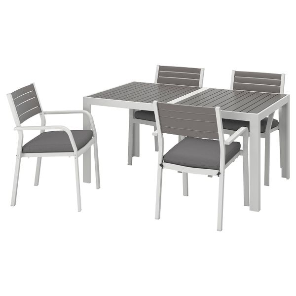 Стол + 4 кресла, для/сада, темно-серый/ФРЁСЁН/ДУВХОЛЬМЕН темно-серый 156x90 см IKEA ШЭЛЛАНД 492.656.64 - фото 1
