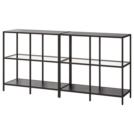 Комбинация для хранения, черно-коричневый/стекло 200x36x93 см IKEA VITTSJÖ ВИТШЁ 692.945.28