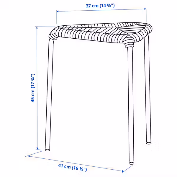 JUTEBODA ЮТЕБОДА Табурет - естественный/белый - схема-чертеж с размерами
