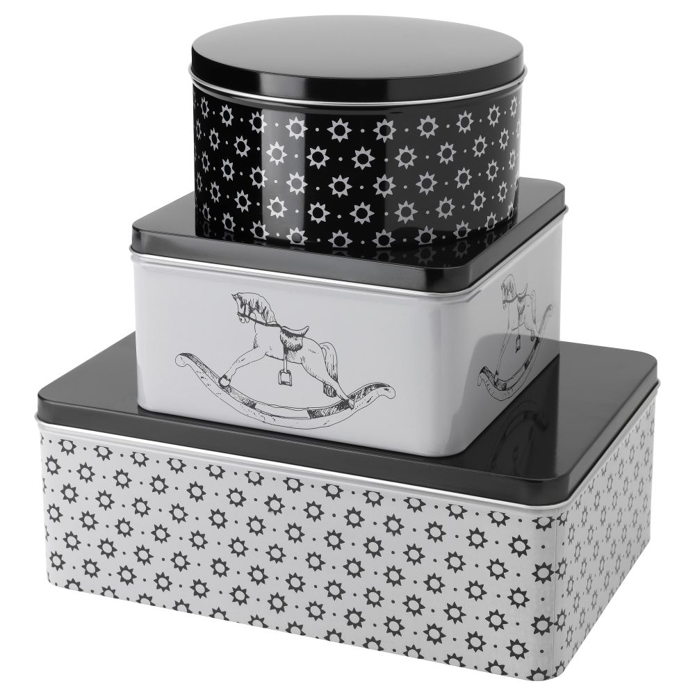 Набор емкостей, 3 штуки ВИНТЕР 2015, различные орнаменты черный, серый - фото 1