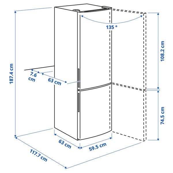 Холодильник морозильник, 219, 83 л, IKEA 500 отдельно стоящий,нержавеющая сталь IKEA MEDGÅNG МЕДГОНГ 504.901.24 - фото 10